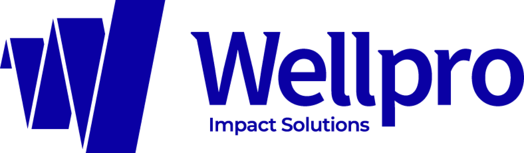 Wellpro yrityksen logo, jossa haitari kuvio ja yrityksen nimi Wellpro Impact Solutions sinisellä.